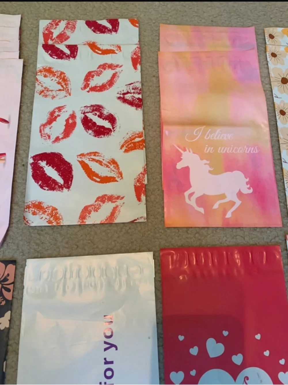 23 Polymailers 6X9 Size Unicorns Hearts Flowers Etc